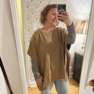 Repeat Tawny Cashmere Poncho - Netherlands- One Size